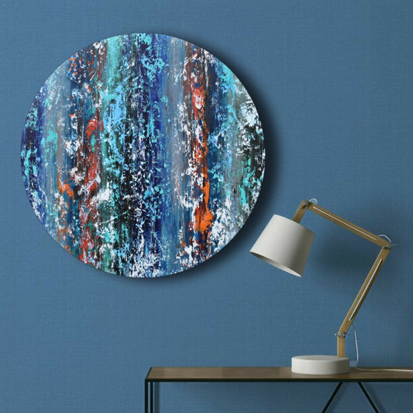 Deep Symphony, Acrylic on Canvas, Handmade, Round Wall Painting – Deczo