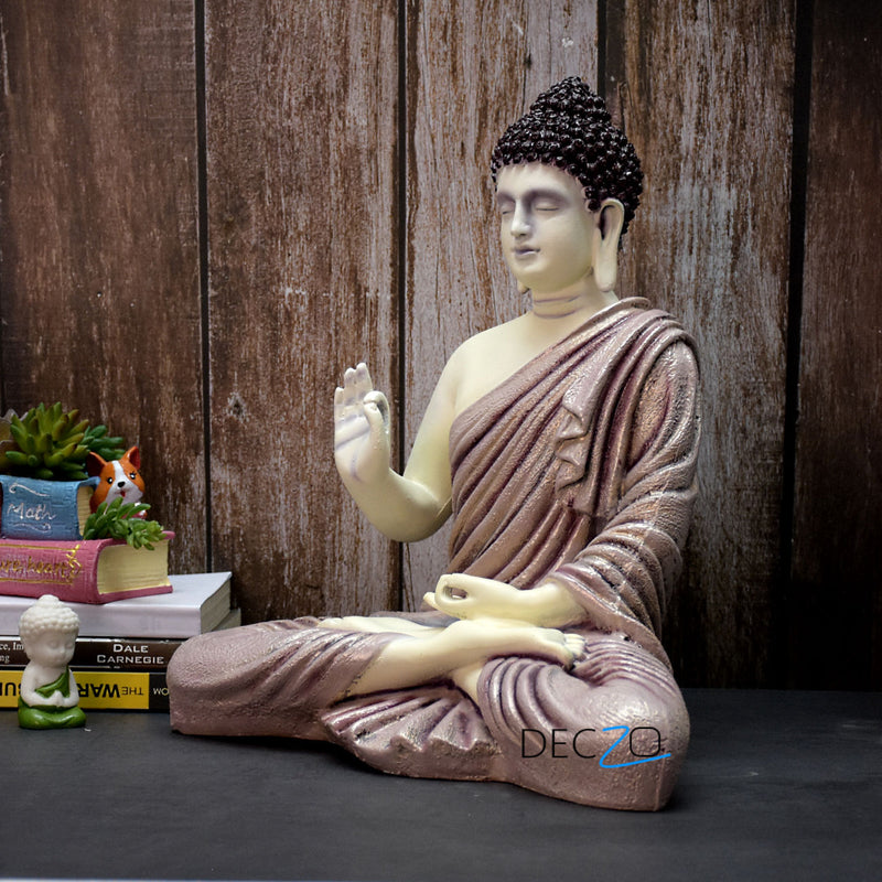 1.25 Feet Blessing Buddha Deczo Idol Golden Purple Blend : –