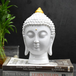 Moksha Buddha Head for Meditation ,Gift, Decor (18.5x11.5x11.5 CM) (White)